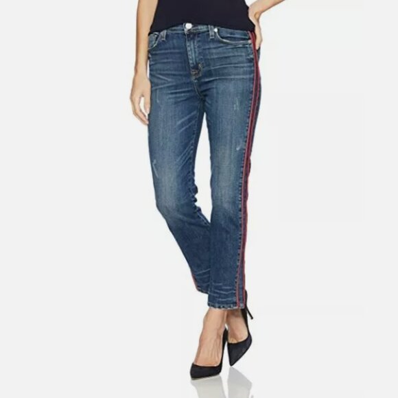 HUDSON Zoeey High Rise Ankle Crop Straight Jeans Stretch Tuxedo EUC Size 29 - Picture 1 of 8